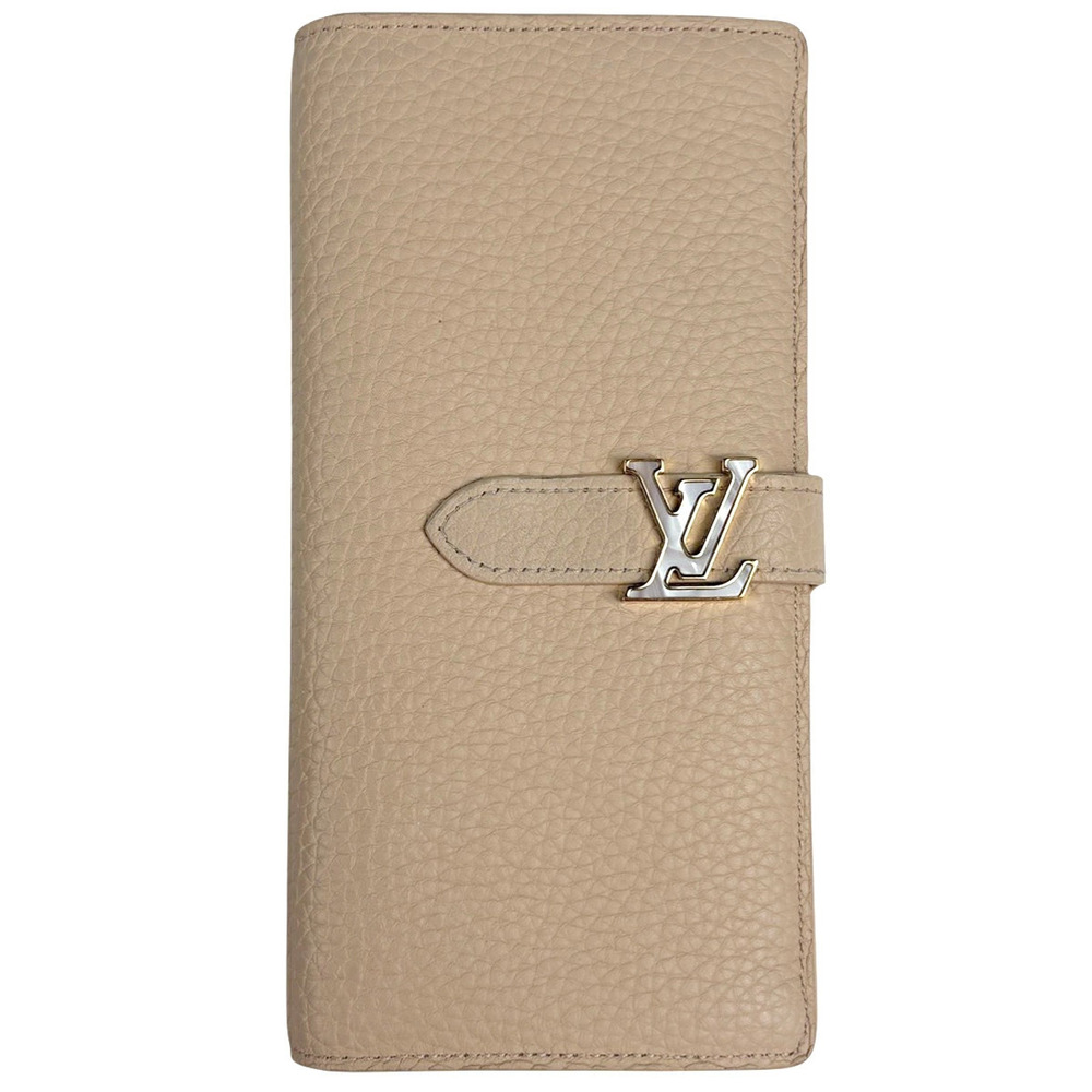 Louis Vuitton Vertical Wallet Shell Long Taurillon Leather Beige Cream